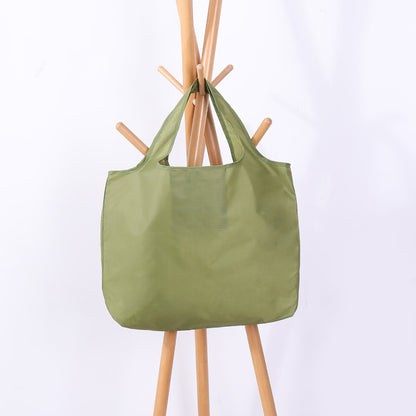 BIG Eco Friendly Folding Shopping Bag Reusable Solid Color Grocery Travel & Shoulder Handbag, Portable & Practical