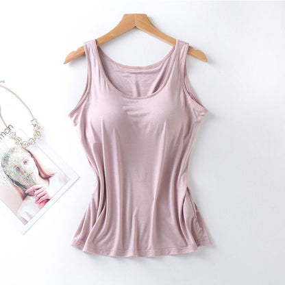 Womens Built In Bra Vest Tops Padded Slim Fit Tank for Casual & Summer Wear