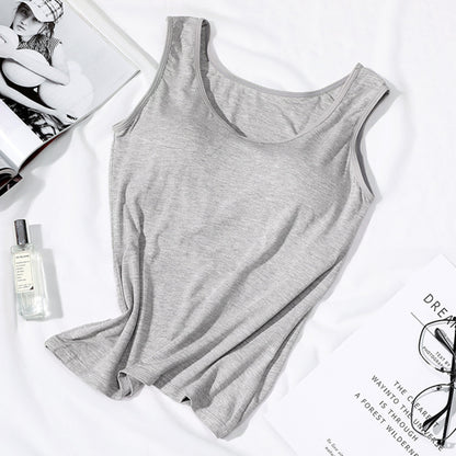 Womens Built In Bra Vest Tops Padded Slim Fit Tank for Casual & Summer Wear