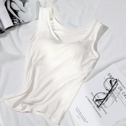 Womens Built In Bra Vest Tops Padded Slim Fit Tank for Casual & Summer Wear