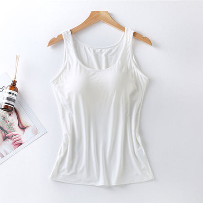 Womens Built In Bra Vest Tops Padded Slim Fit Tank for Casual & Summer Wear