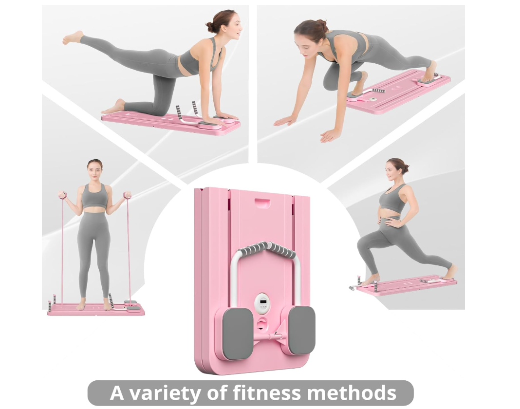Adjustable Pilates Board Home Workout Machine Foldable Ab  Pushup Workout Board Yoga Reformer With  4