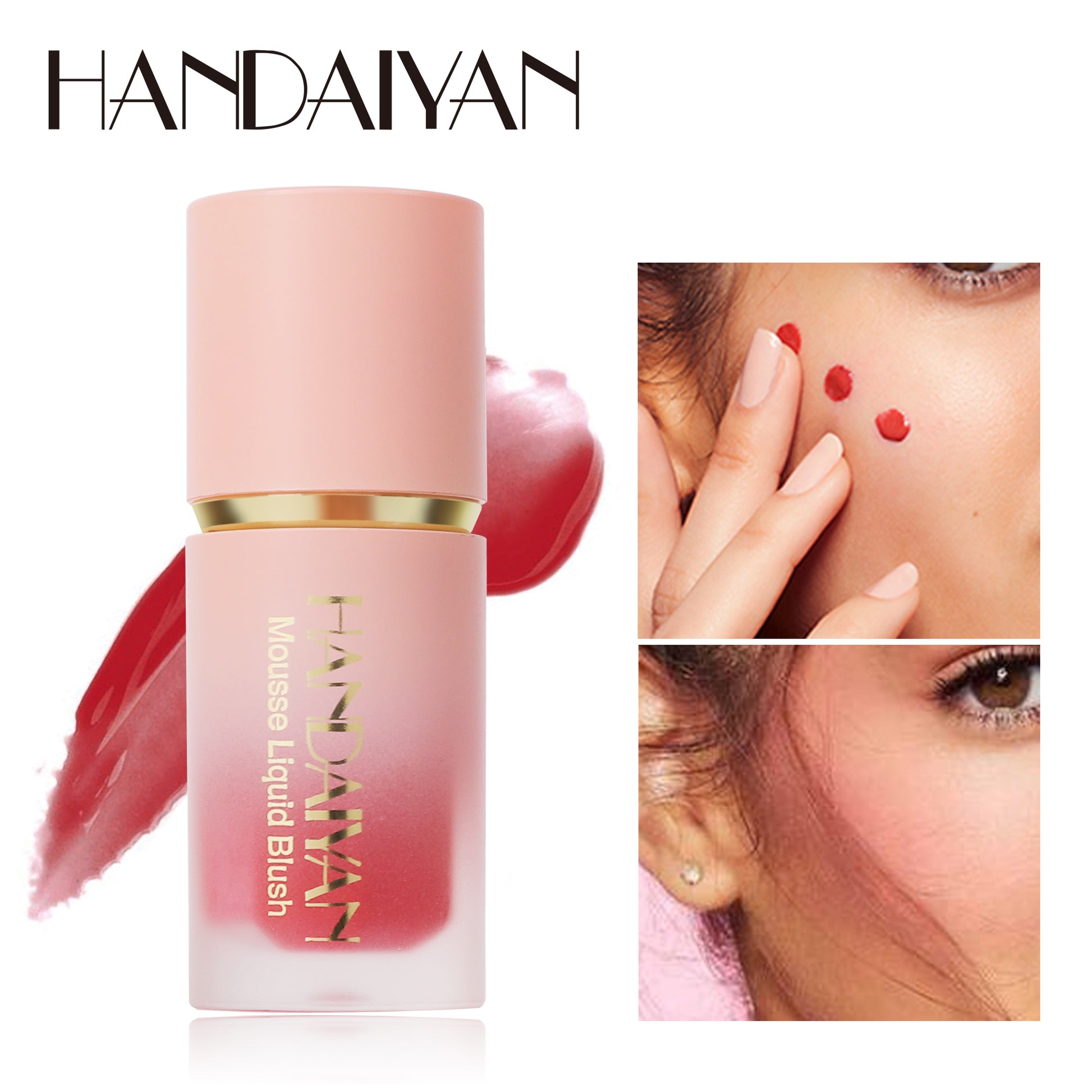 HANDAIYAN 6 Colour Matte Liquid Blush – Easy to Apply, Long-Lasting, Waterproof Blush with Sponge Brush Head