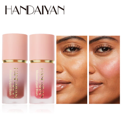 HANDAIYAN 6 Colour Matte Liquid Blush – Easy to Apply, Long-Lasting, Waterproof Blush with Sponge Brush Head