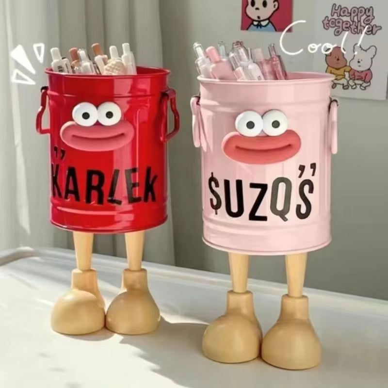 Cute Desk Pen Holder,Playful Cartoon Design with Bonus Letter Stickers,Perfect for Office, Home, or School Organization