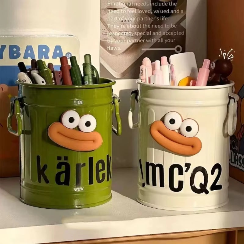 Cute Desk Pen Holder,Playful Cartoon Design with Bonus Letter Stickers,Perfect for Office, Home, or School Organization