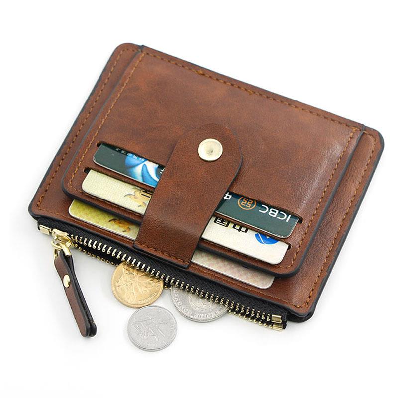 Slim Leather Wallet for Men, Luxury Small Credit Card Holder with Coin Pocket, Minimalist Brand Designer Purse for Women