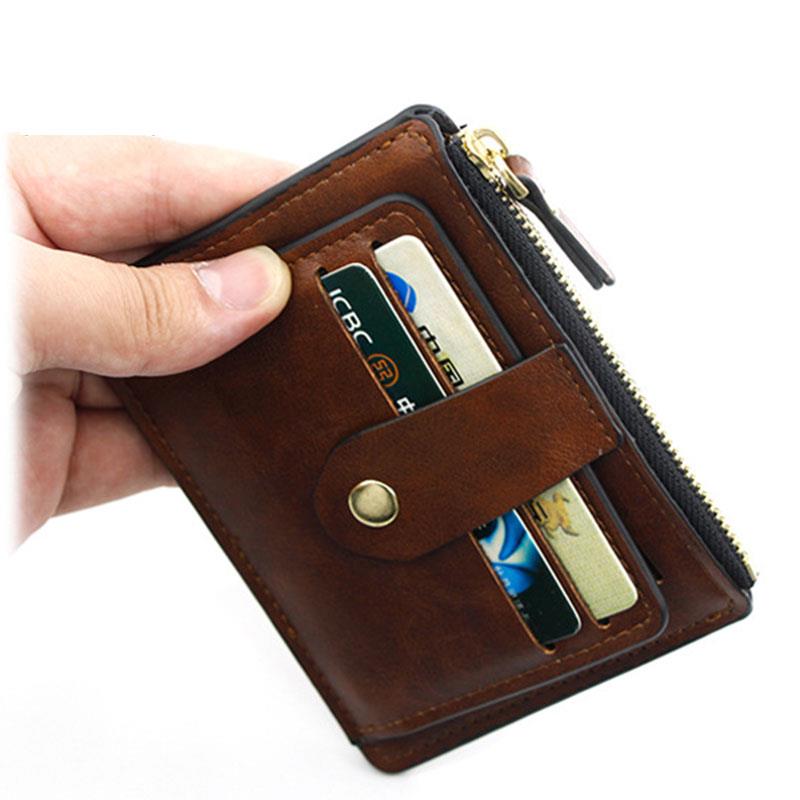Slim Leather Wallet for Men, Luxury Small Credit Card Holder with Coin Pocket, Minimalist Brand Designer Purse for Women