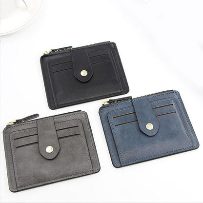 Slim Leather Wallet for Men, Luxury Small Credit Card Holder with Coin Pocket, Minimalist Brand Designer Purse for Women
