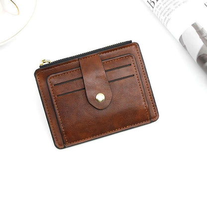 Slim Leather Wallet for Men, Luxury Small Credit Card Holder with Coin Pocket, Minimalist Brand Designer Purse for Women