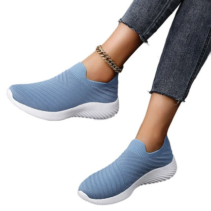 Women Slip On Knit Running Sneakers with Memory Foam Lightweight Sole for Walking Yoga and Workouts
