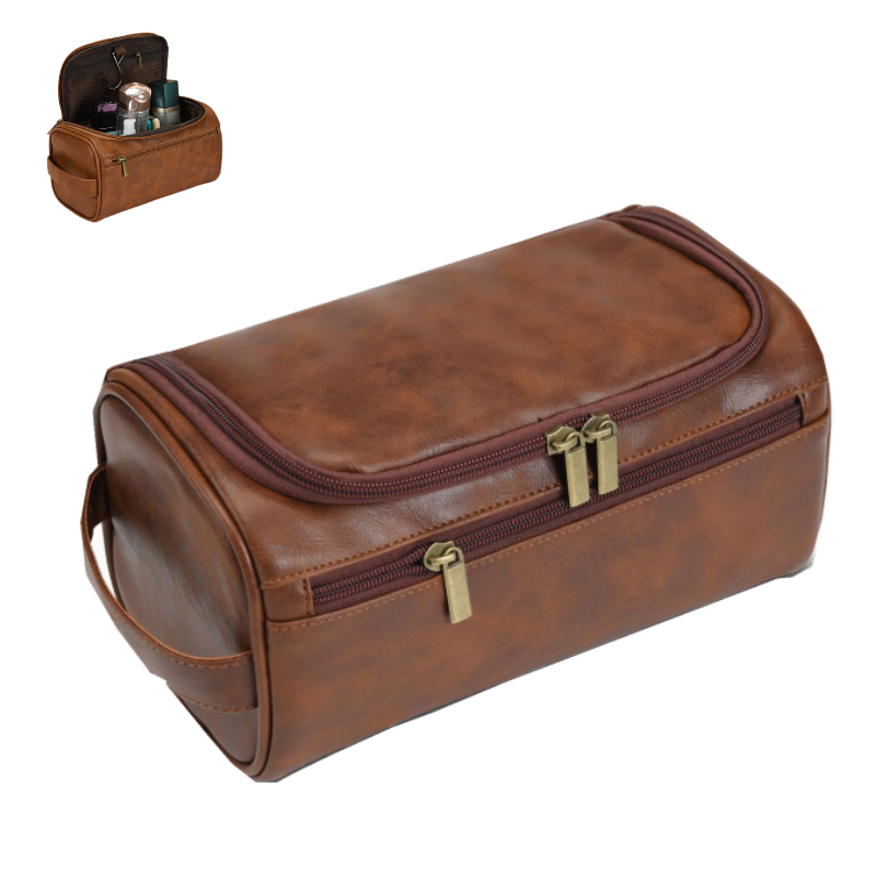Vintage Luxury Men Hanging Toiletry Bag, Travel Cosmetic & Business Storage Organizer