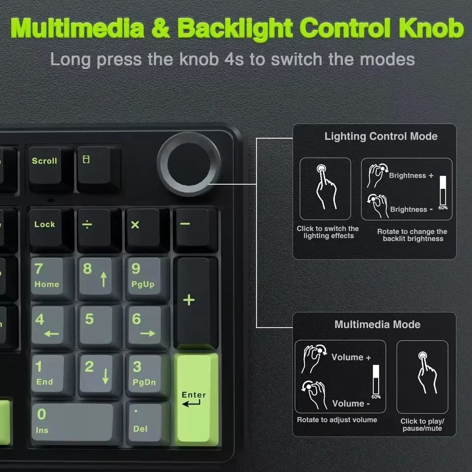 AULA F99PRO Wireless Mechanical Gaming Keyboard With Knob And Hot Swappable Gasket Mount 1