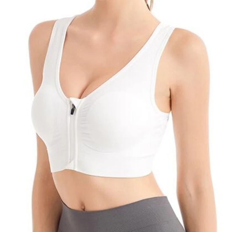 Front Zip Sports Bra with Seamless Breathable Support for High Impact Workouts