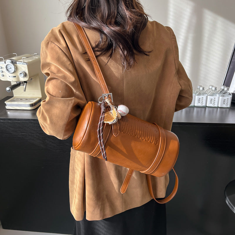 Winter Designer Handbags for Women Multifunctional Cylinder Shoulder Crossbody Bag with Pendant, Elegant & Stylish Purse