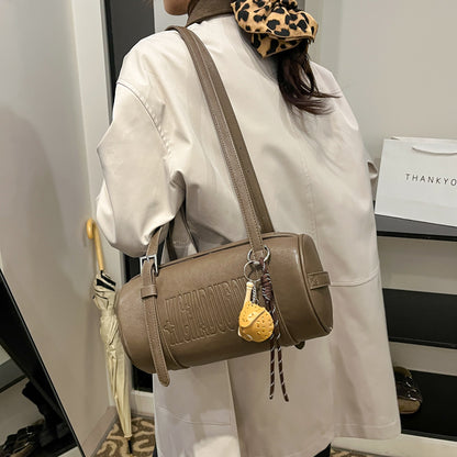 Winter Designer Handbags for Women Multifunctional Cylinder Shoulder Crossbody Bag with Pendant, Elegant & Stylish Purse