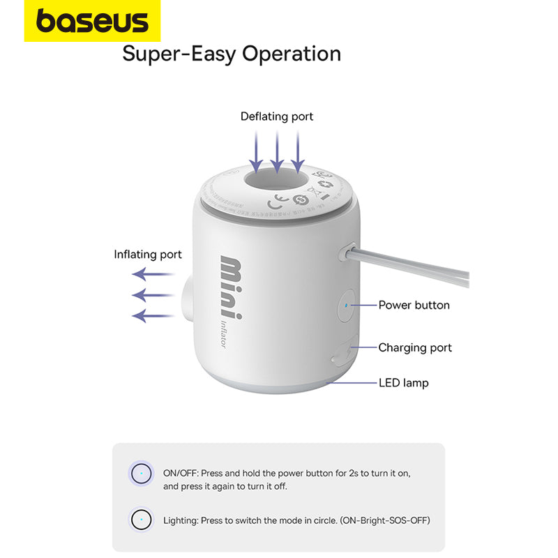 Wireless Air Compressor, Mini Air Inflator Pump for Air Mattresses, Inflatable Beds, Swim Ring Deflate for Storage Bag