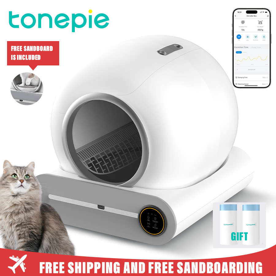 Tonepie 65L Automatic Smart Cat Litter Box – Self-Cleaning, Fully Enclosed Pet Toilet with App Control