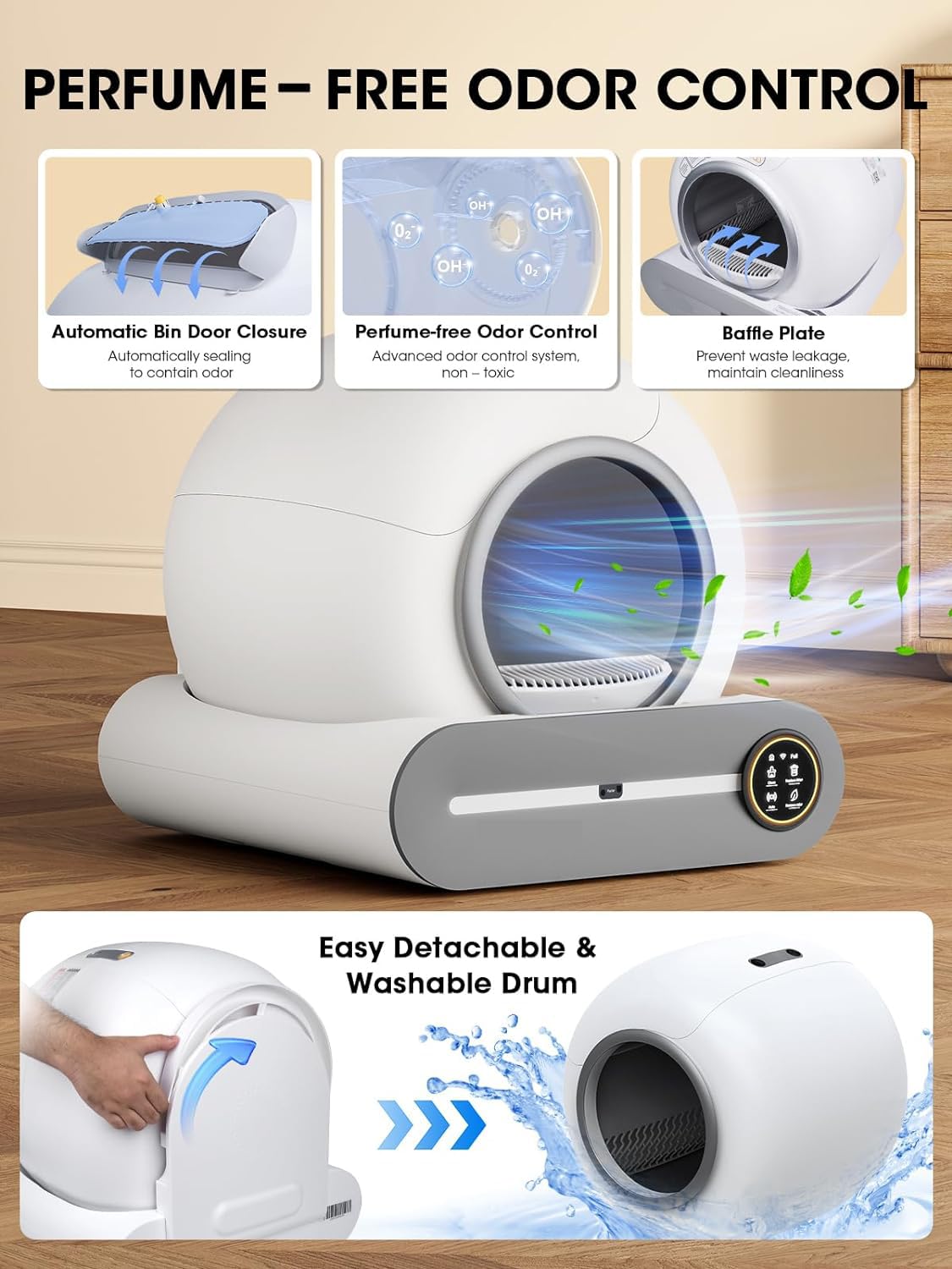 Tonepie 65L Automatic Smart Cat Litter Box – Self-Cleaning, Fully Enclosed Pet Toilet with App Control