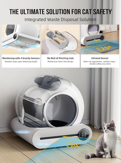 Tonepie 65L Automatic Smart Cat Litter Box – Self-Cleaning, Fully Enclosed Pet Toilet with App Control