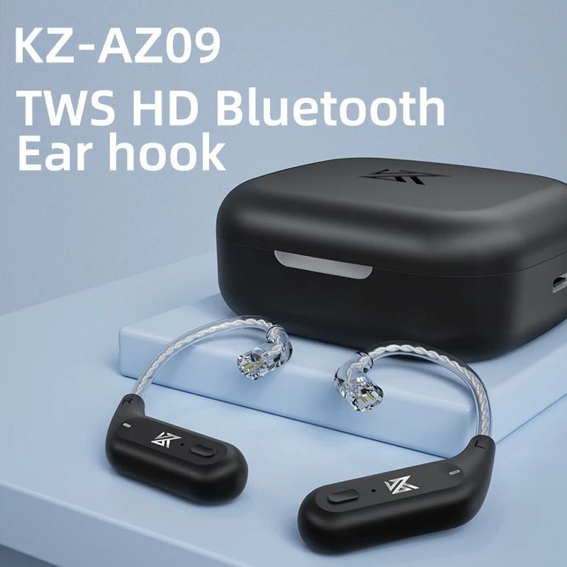 KZ AZ09 HD Wireless Ear Hook Headset Cable With Charging Case Bluetooth 54 HIFI Upgrade Adapter 2