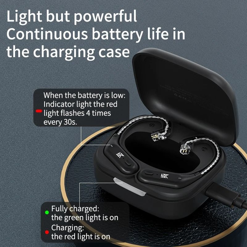 KZ AZ09 HD Wireless Ear Hook Headset Cable With Charging Case Bluetooth 54 HIFI Upgrade Adapter 5
