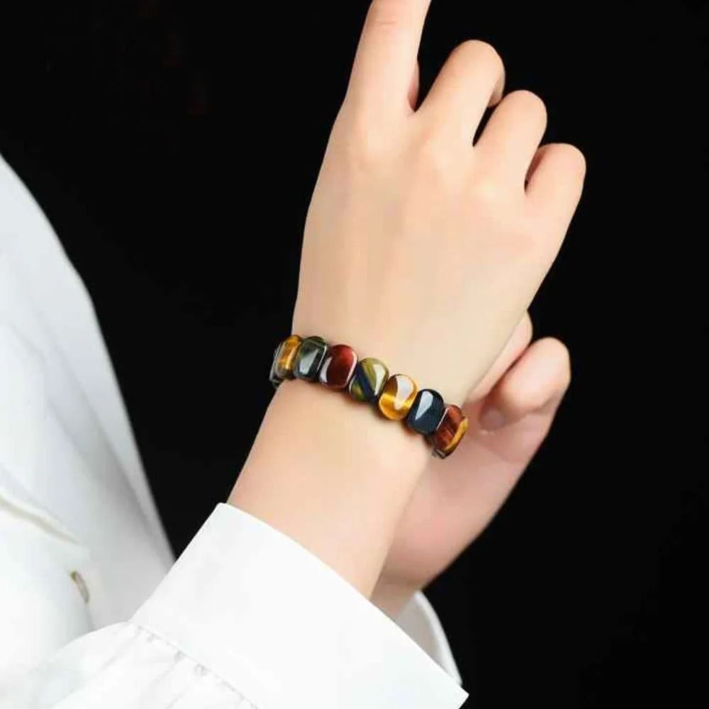 Natural Tiger Eye Stone Square Beads Bangle For Healing And Feng Shui 1