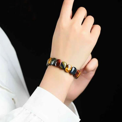 Natural Tiger Eye Stone Square Beads Bangle For Healing And Feng Shui 1