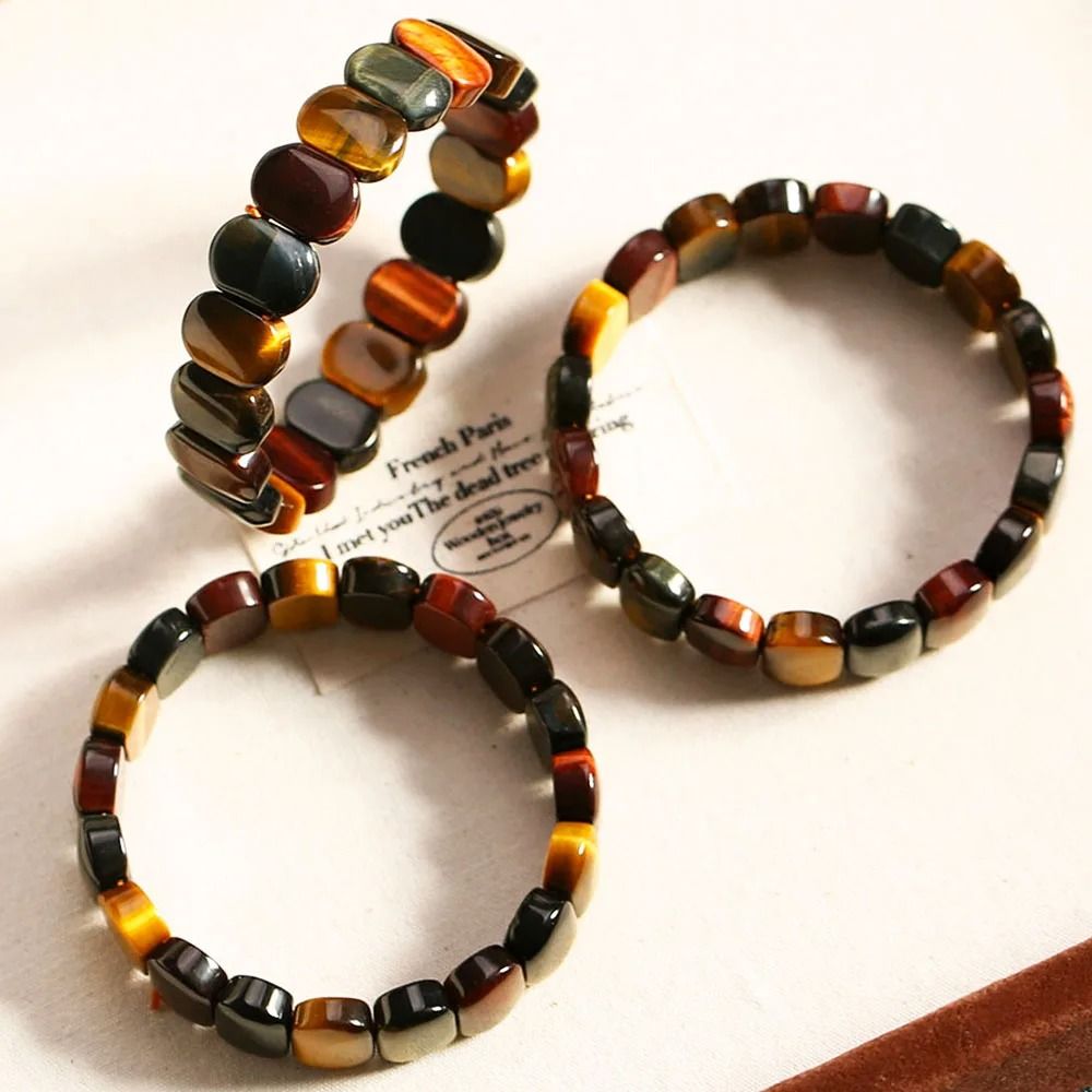 Natural Tiger Eye Stone Square Beads Bangle For Healing And Feng Shui 4