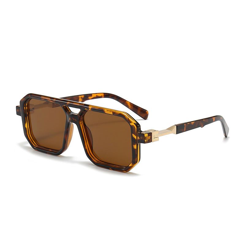 Retro Square Frame Sunglasses Unisex European  American Double Beam Design Trendy Decorative Wear 9