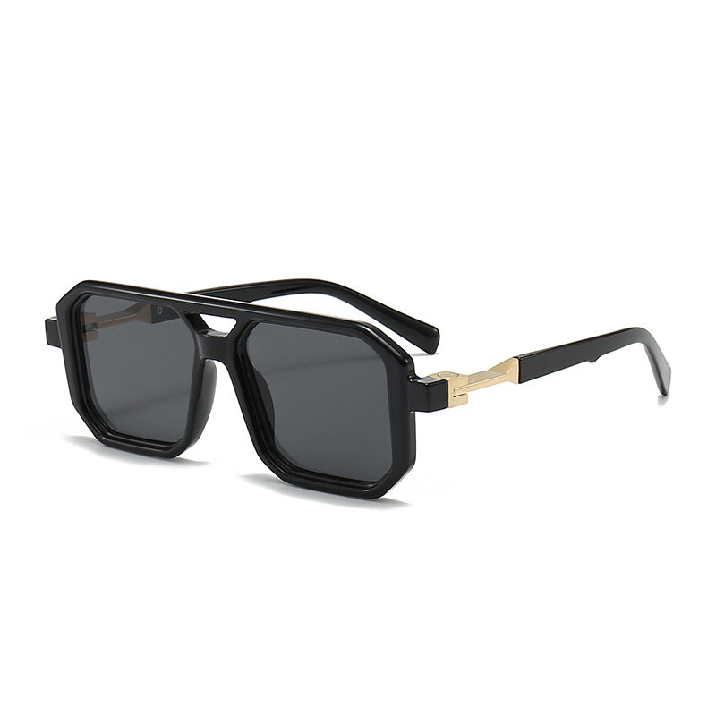 Retro Square Frame Sunglasses Unisex European  American Double Beam Design Trendy Decorative Wear 10