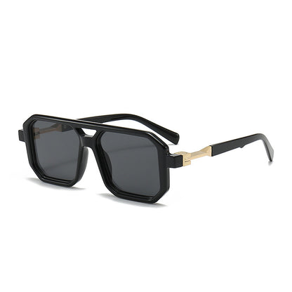 Retro Square Frame Sunglasses Unisex European  American Double Beam Design Trendy Decorative Wear 10