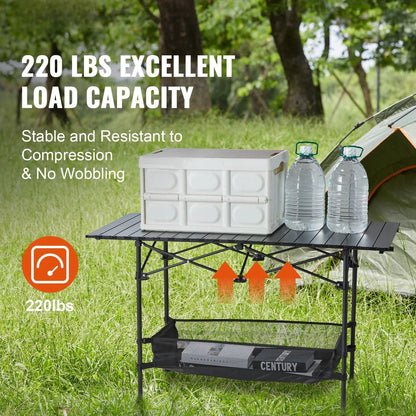 Portable Folding Camping Table With Storage For Outdoor Adventures 1