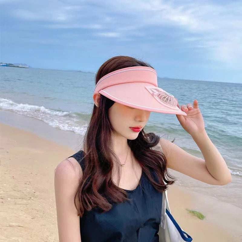 Breathable Cooling Fan Hat USB Charging Sun Visor Hat with Adjustable Fan for Sports, Fishing & Outdoor Activities