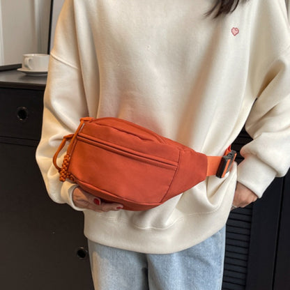 Korean Style Canvas Chest Waist Bag for Women, Portable Shoulder Waist & Sports Fanny Pack with Zipper