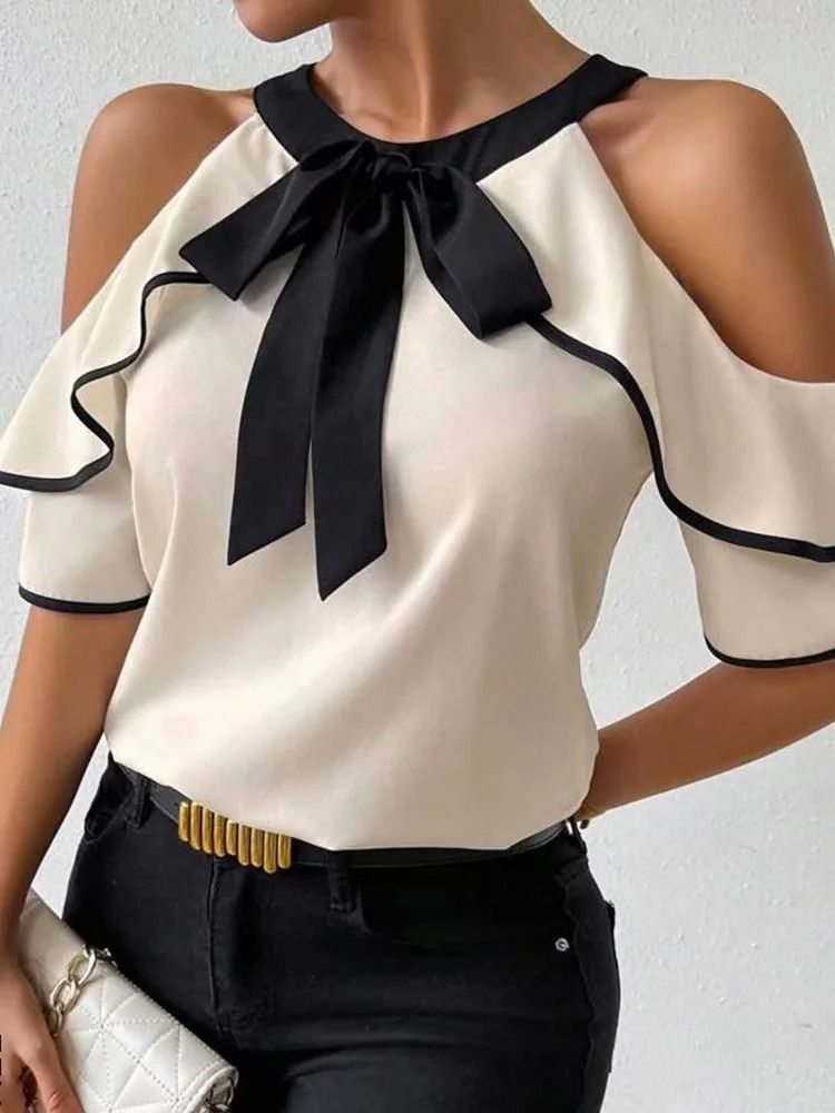 Elegant Lace Patchwork Butterfly Sleeve Blouse For Women 4
