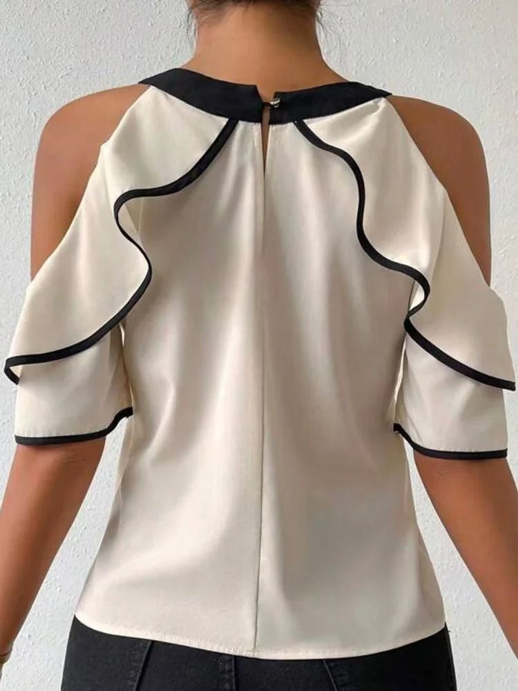 Elegant Lace Patchwork Butterfly Sleeve Blouse For Women 5
