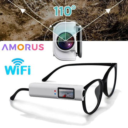 2.7K HD Smart Camera Glasses with WiFi App Control and Audio Recording