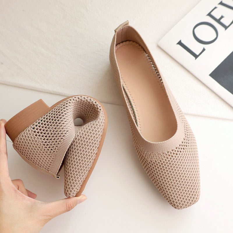 Breathable Mesh Fashion Flats For Women Spring Summer Flat Shoes With Square Toe  Soft Sole 1