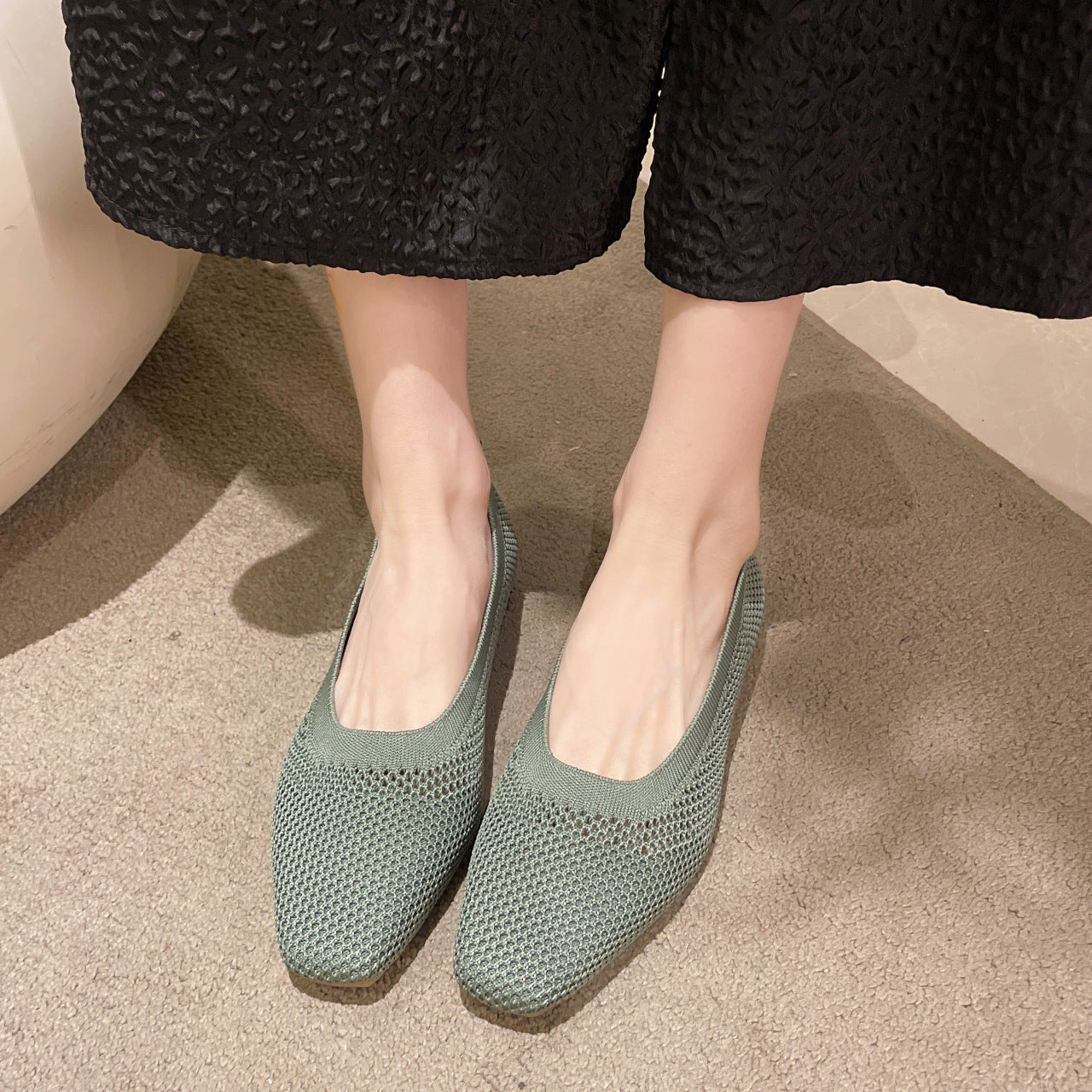 Breathable Mesh Fashion Flats For Women Spring Summer Flat Shoes With Square Toe  Soft Sole 5