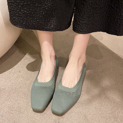 Breathable Mesh Fashion Flats For Women Spring Summer Flat Shoes With Square Toe  Soft Sole 5