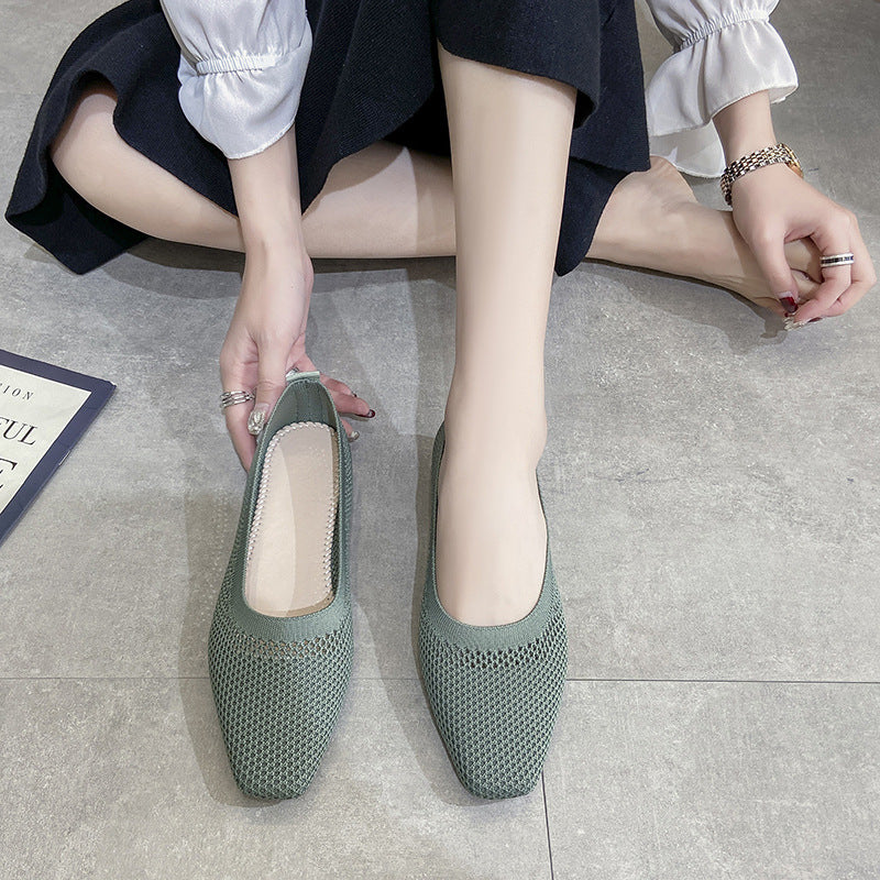 Breathable Mesh Fashion Flats For Women Spring Summer Flat Shoes With Square Toe  Soft Sole 8