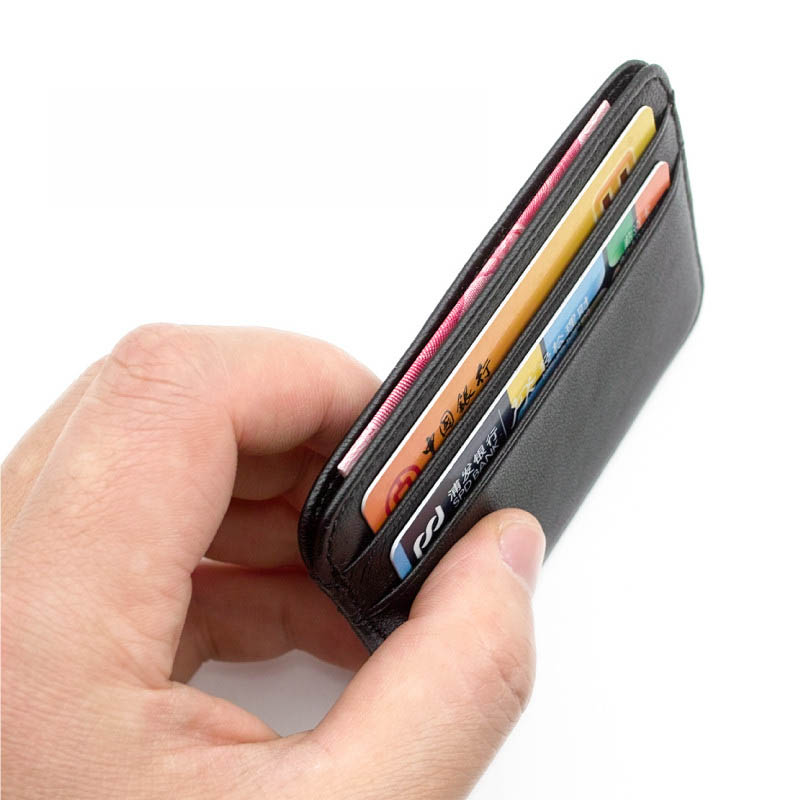 Slim Genuine Sheepskin Leather Men's Wallet, Thin Minimalist ID Card Holder, Leather Mini Purse for Men