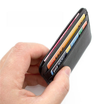 Slim Genuine Sheepskin Leather Men's Wallet, Thin Minimalist ID Card Holder, Leather Mini Purse for Men