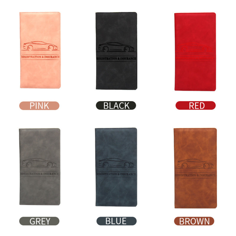 PU Leather Car Registration Insurance Holder for Men, Auto Document Organizer Bag, Driving License Cover & Credit Card