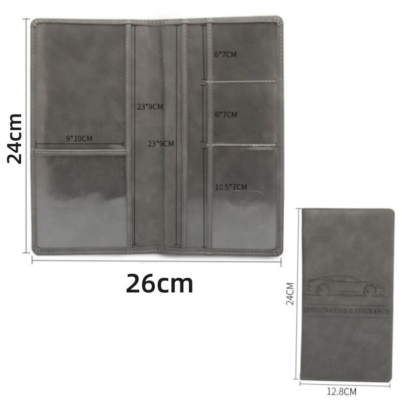 PU Leather Car Registration Insurance Holder for Men, Auto Document Organizer Bag, Driving License Cover & Credit Card