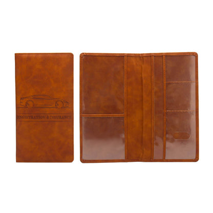 PU Leather Car Registration Insurance Holder for Men, Auto Document Organizer Bag, Driving License Cover & Credit Card