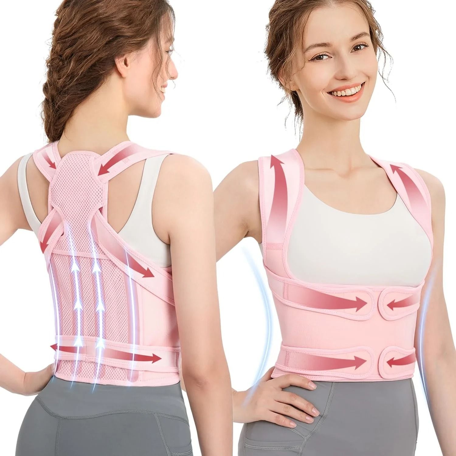 Back Brace Posture Corrector for Men and Women Adjustable Full Support Shoulder Straightener with Upper and Lower Back B