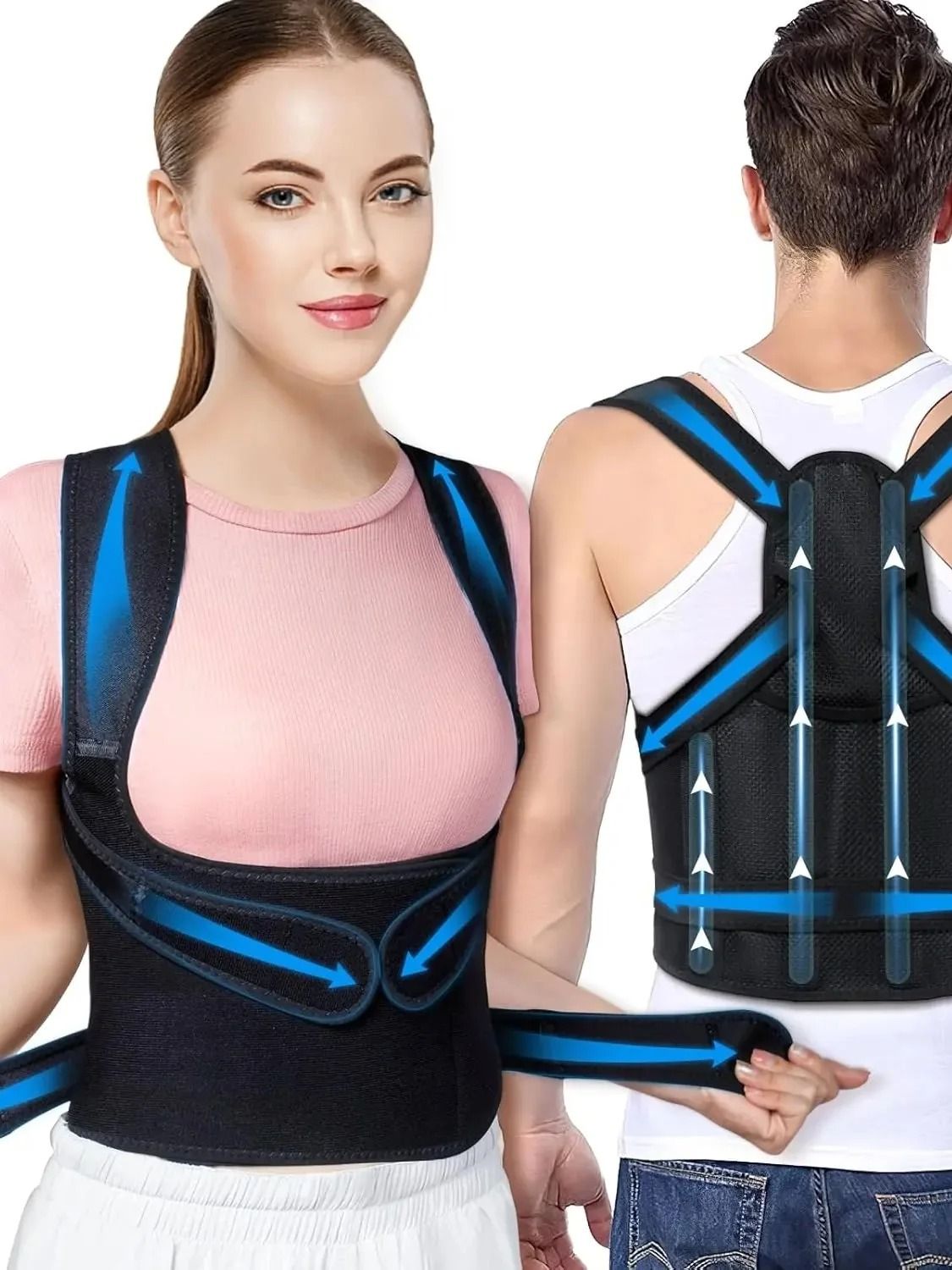 Back Brace Posture Corrector For Men And Women Adjustable Full Support Shoulder Straightener With U 7