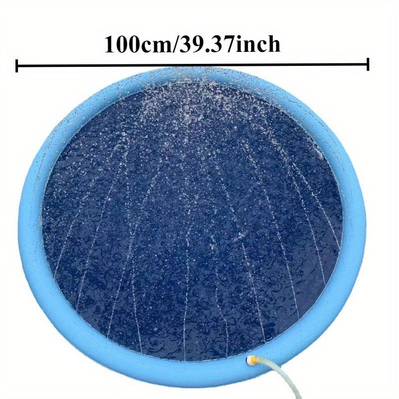 Heavy Duty Outdoor Pet Bathing Basin with Spray Function Non Slip Dog Water Play Mat for Summer Fun & Easy Cleaning